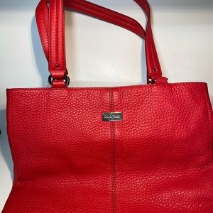 Cole Haan | Village Red Pebbled Leather Flat Tote Bag